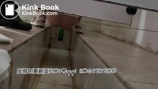 The girl pooped in the toilet