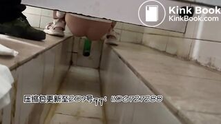 The girl pooped in the toilet