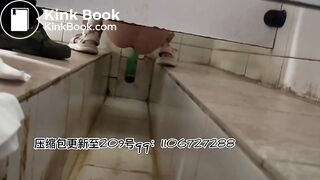 The girl pooped in the toilet