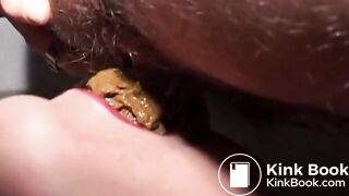 BALD SCAT SLUT EATS  SHIT FROM DUDE'S ASSHOLE