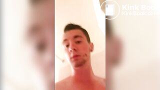 shitboy in the bath while the men watch sports