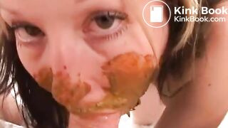 Cute Scat Teen Sub Eats her Shit