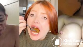 3 panel Red Head eating shit