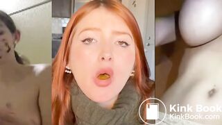 3 panel Red Head eating shit