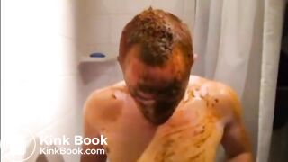 ginger guy takes a shit bath