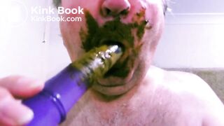 cleaning shit from the dildo