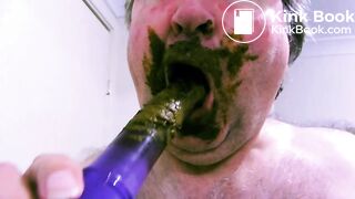 cleaning shit from the dildo