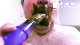 cleaning shit from the dildo