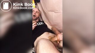 bound guy eating, swallowing, and shit jacking