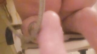 Dirty shower head enema with shitty ending