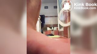 Teen boy shits on the bathroom floor