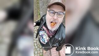 Public shit eating in full leather