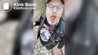 Public shit eating in full leather