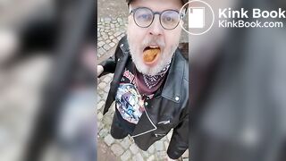 Public shit eating in full leather