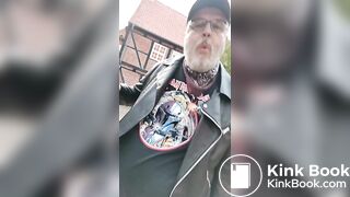 Public shit eating in full leather