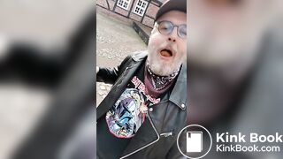 Public shit eating in full leather