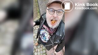 Public shit eating in full leather