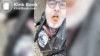 Public shit eating in full leather