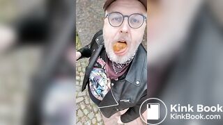 Public shit eating in full leather
