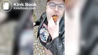 Public shit eating in full leather