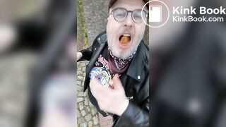 Public shit eating in full leather