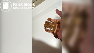LovePoopME Smear feet and hand and cum on poop