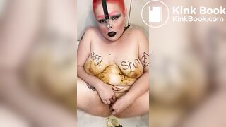 Humiliated Shit Pig Breeds Her Cervix with Scat