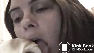 Girl Eating Pussy Discharge out of white panties