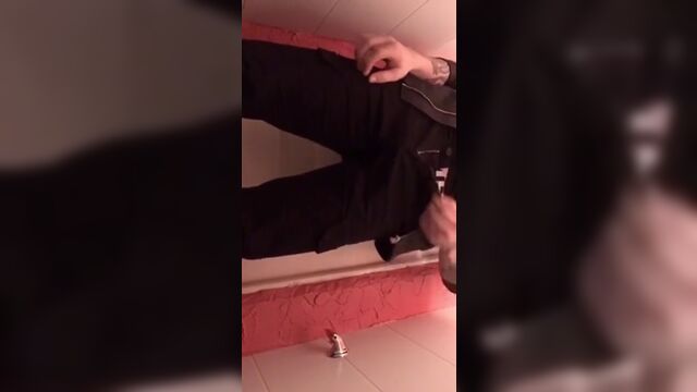 Tattooed Guy Shitting and Pissing