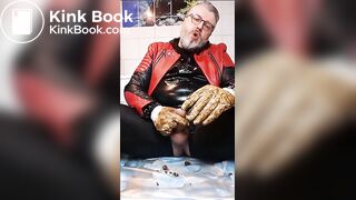 Wank & Cunshot with dirty rubbergloves