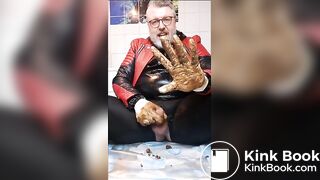 Wank & Cunshot with dirty rubbergloves