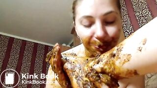Sucking licking and eating foot scat