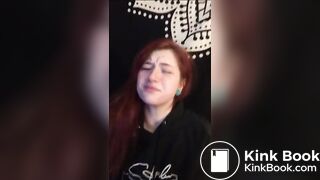Stupid ginger bitch slapped and spit on