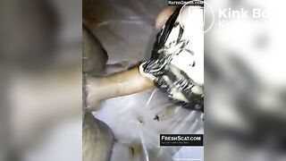 Pierced hotty gets off smearing and eating scat