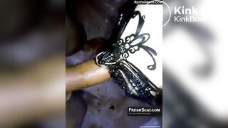 Pierced hotty gets off smearing and eating scat