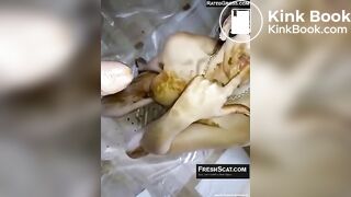 Pierced hotty gets off smearing and eating scat