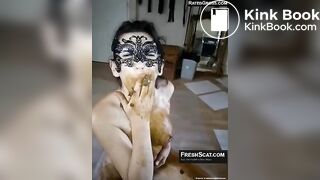 Pierced hotty gets off smearing and eating scat