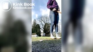 Girls pooping outdoor