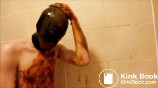 twink shitty dildo in the shower