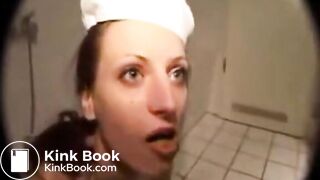 German Mistress & her vinyl toilet slave