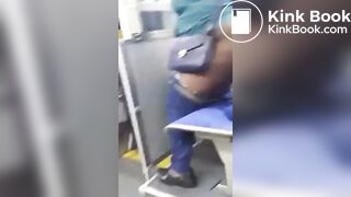 Filthy Fat Ass Black Slut pisses on bus seat