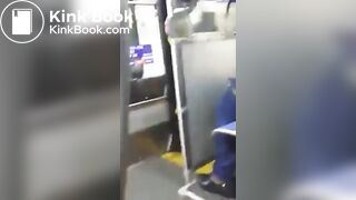 Filthy Fat Ass Black Slut pisses on bus seat