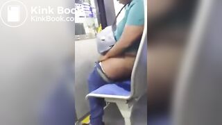 Filthy Fat Ass Black Slut pisses on bus seat