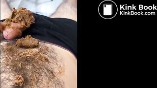 hairy young male smears and eats and cums