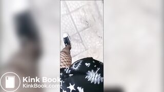 whore picking up dogshit and eats it