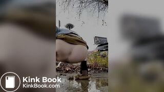 Girls pooping outdoor