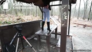 Nce young Teen shitting and pissing outdoor