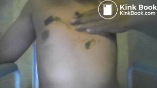 Twink smearing shit on his chest