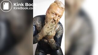 Posing around in rubber, covered in my own shit