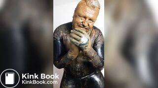 Posing around in rubber, covered in my own shit